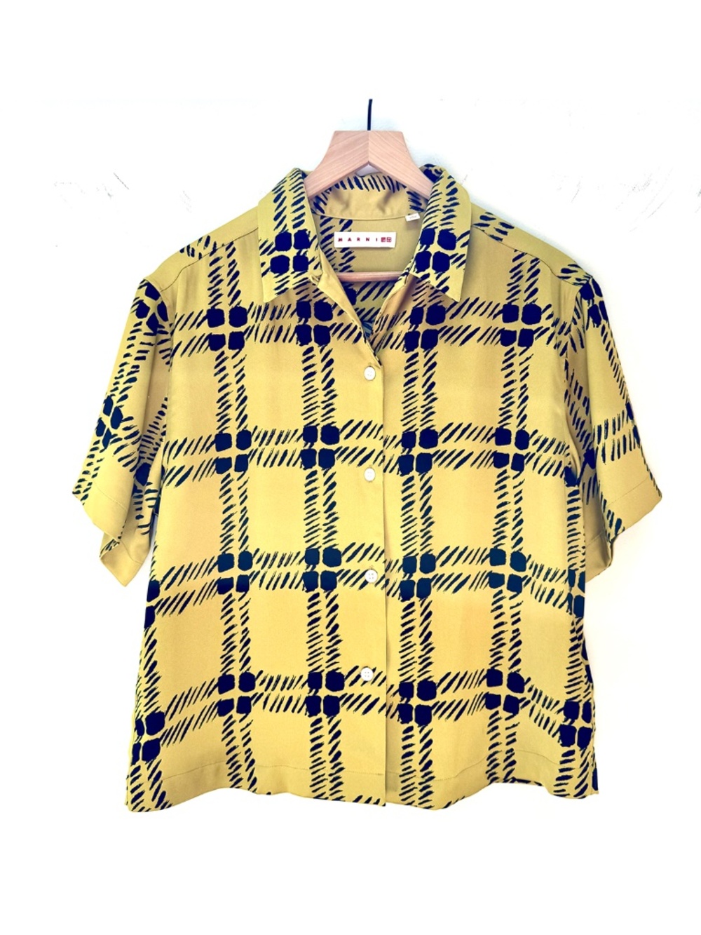 2022 Uniqlo X Marni Oversized SS Shirt - Chartreuse /Black - Small